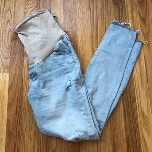 AG Full panel distressed maternity skinny jeans